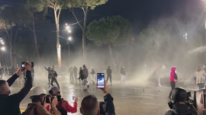 Protesters hurl petrol bombs at police in Albania, as unrest continues at night